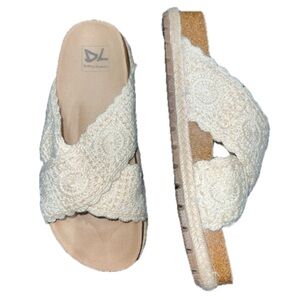 Dirty Laundry Cream Crochet Sandals